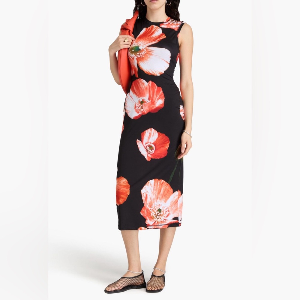 STINE GOYA Black Floral Sleeveless Dress